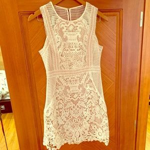 Aqua white lace dress, Size Medium.